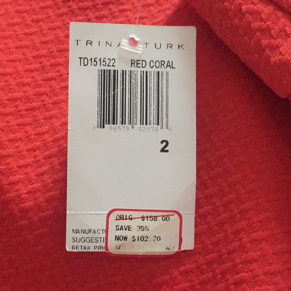 TRINA TURK red coral dress - Picture 2 of 2